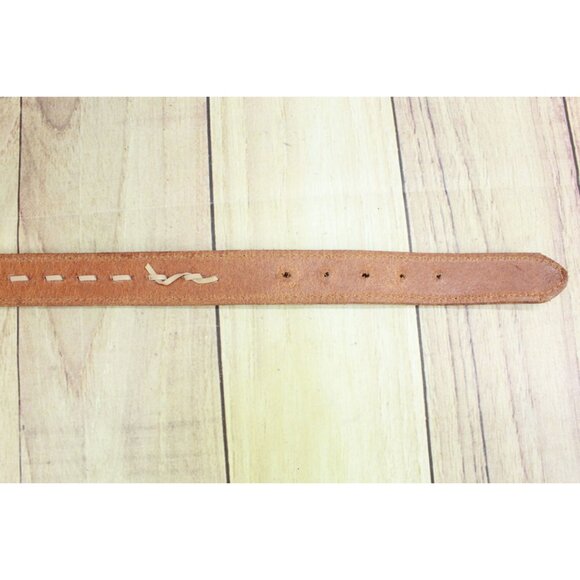 Diamond Gusset Men's Tan Full Grain Cowhide Leather Casual Work Belt Size 40 - Picture 6 of 11